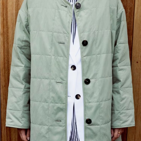 NWT Everlane Women's Sage Green Quilted Long Coat - Picture 9 of 9